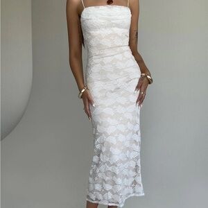 Princess Polly Azra White Floral Lace Midi Dress